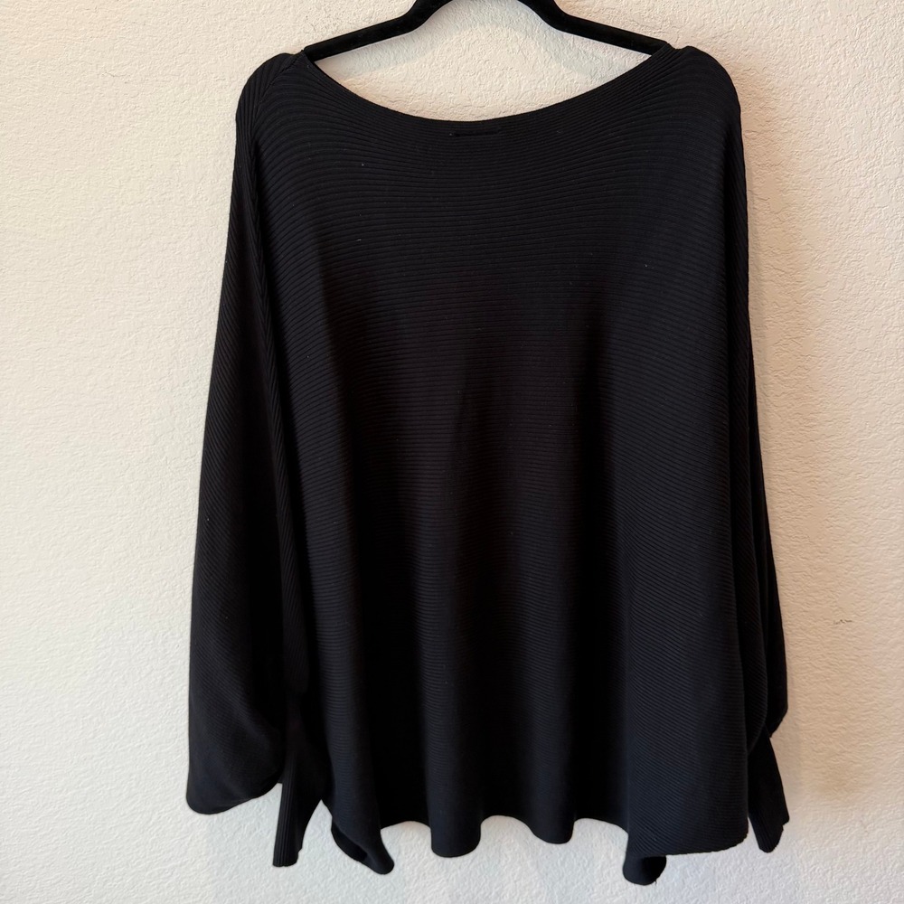 Arula Black Ribbed Knit Dolman Sleeve Sweater Boat Neck Oversized 2X 18/20 - Picture 5 of 5